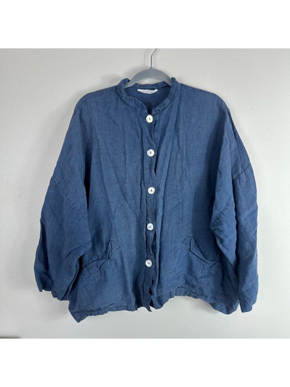 Brynn Walker Linen Lightweight Shirt Jacket Navy Blue XL Minimalist Contemporary